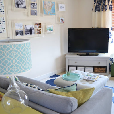 TV Stand with Pivoting Door to Hide Electronics