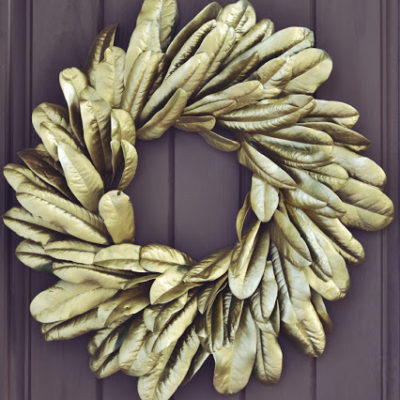 Fall Decor: Gold Magnolia Wreath