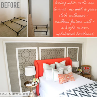 Grasscloth + Nailhead Feature Wall Tutorial