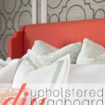 DIY Coral Upholstered Headboard with Curved Arms