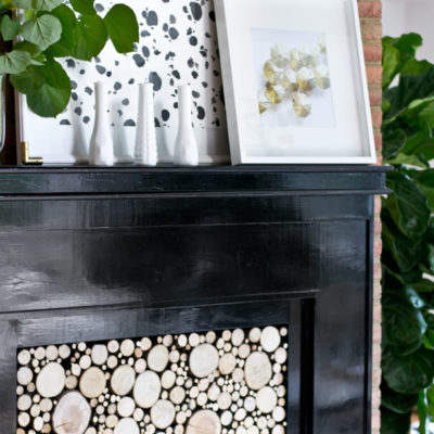 Faux Mantel and Stacked Wood | Living Room Updates