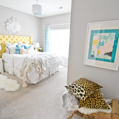 Yellow Tufted Headboard with Arms